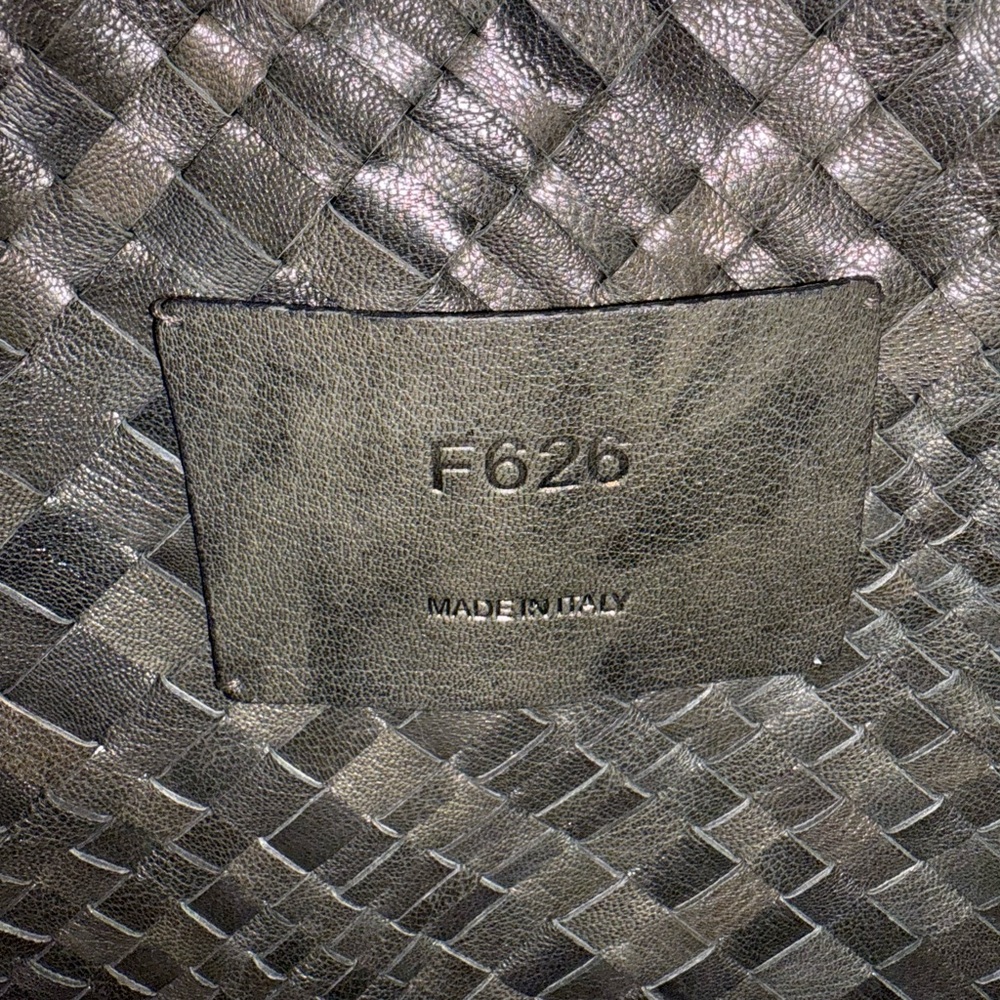 FALORNI Italia Le Borse Woven Genuine Leather Tote with closure Black/Dark Brown - Picture 8 of 8